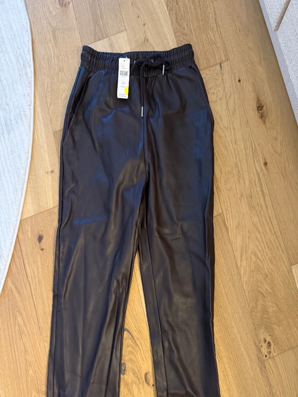 Avec Les Filles Brown Faux Leather Joggers